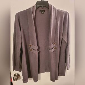 Gray Open Front Cardigan